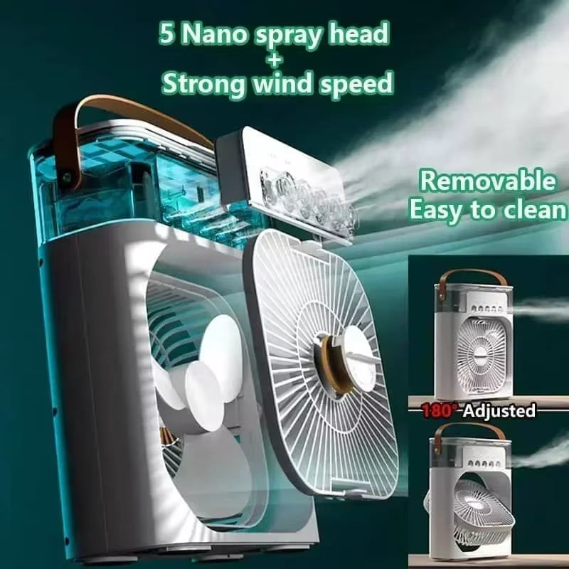 Mini Climatiseur d’Air 3-en-1 💨 Ventilateur + Humidificateur + Lumière LED
