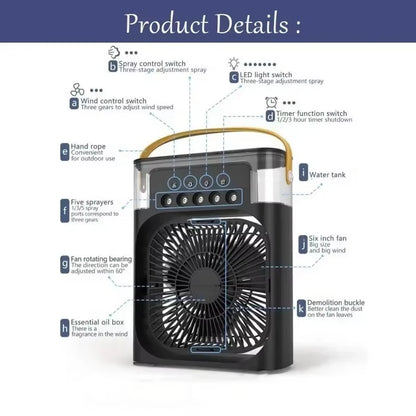 Mini Climatiseur d’Air 3-en-1 💨 Ventilateur + Humidificateur + Lumière LED
