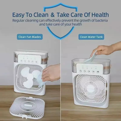 Mini Climatiseur d’Air 3-en-1 💨 Ventilateur + Humidificateur + Lumière LED