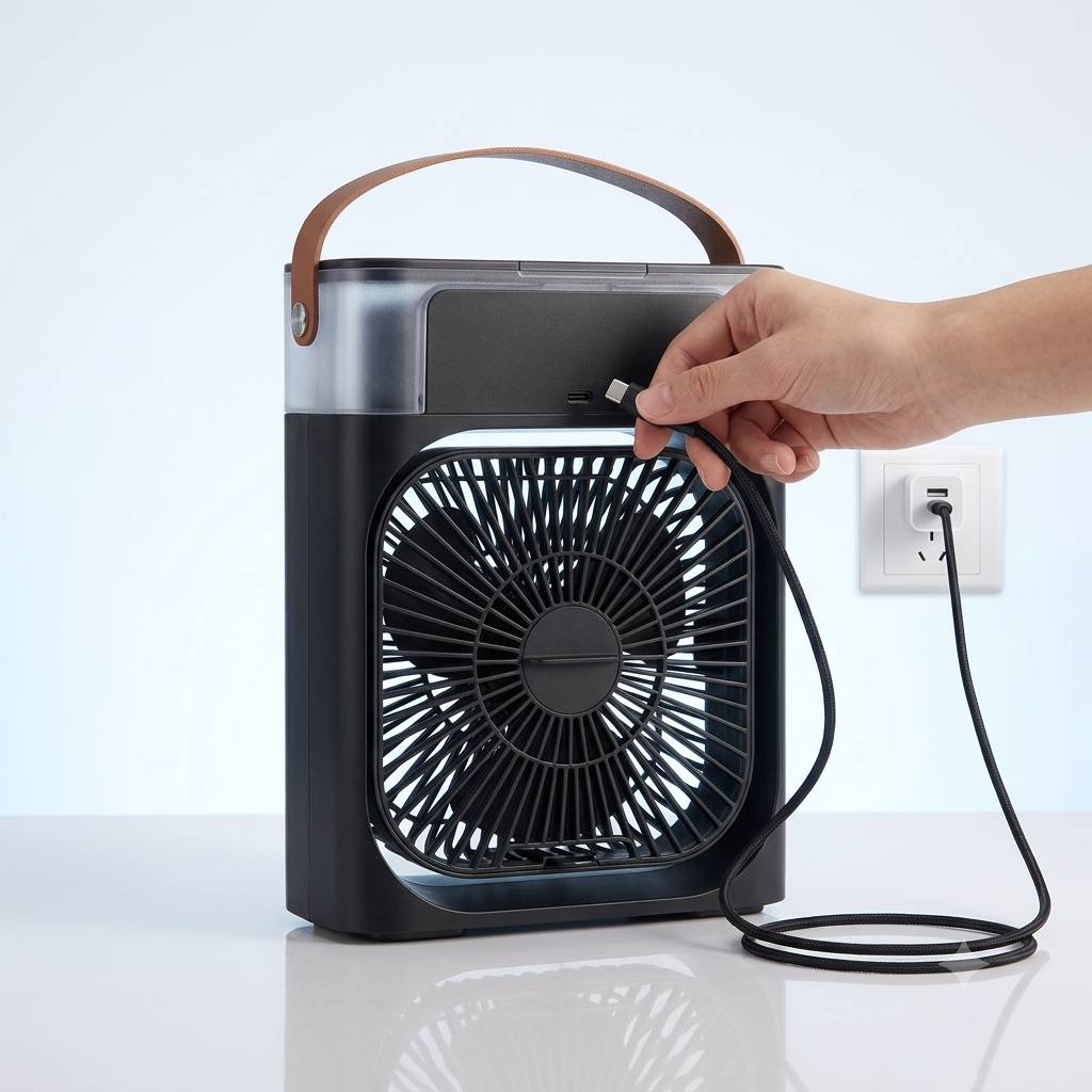 Mini Climatiseur portable  3-en-1 💨 Ventilateur + Humidificateur + Lumière LED