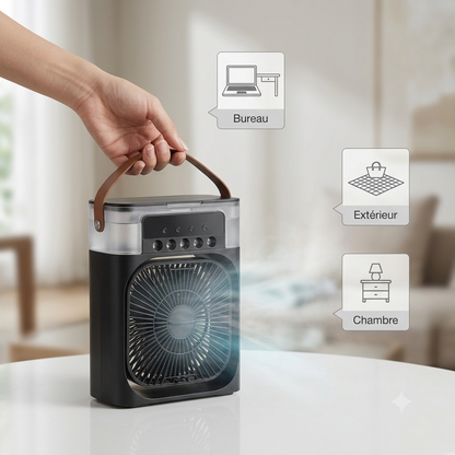 Mini Climatiseur portable  3-en-1 💨 Ventilateur + Humidificateur + Lumière LED