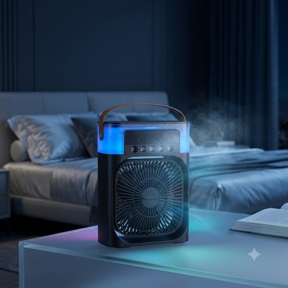 Mini Climatiseur portable  3-en-1 💨 Ventilateur + Humidificateur + Lumière LED
