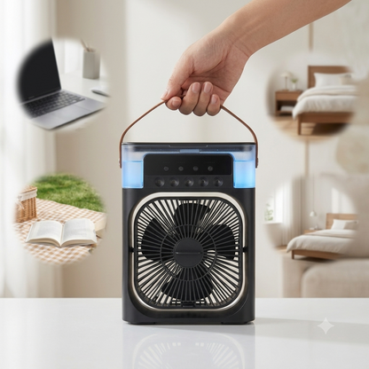 Mini Climatiseur portable  3-en-1 💨 Ventilateur + Humidificateur + Lumière LED