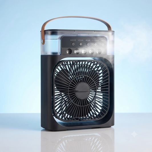Mini Climatiseur portable  3-en-1 💨 Ventilateur + Humidificateur + Lumière LED
