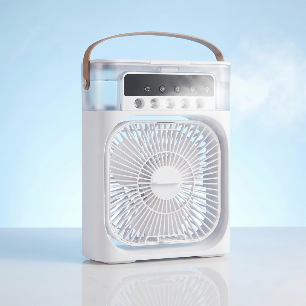 Mini Climatiseur portable  3-en-1 💨 Ventilateur + Humidificateur + Lumière LED