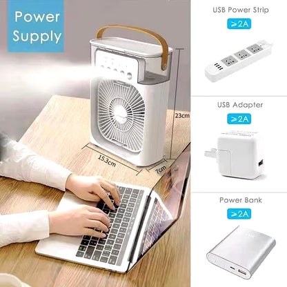 Mini Climatiseur d’Air 3-en-1 💨 Ventilateur + Humidificateur + Lumière LED